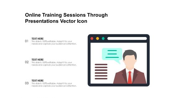 Online Training Sessions Through Presentations Vector Icon Ppt PowerPoint Presentation Infographics Introduction PDF