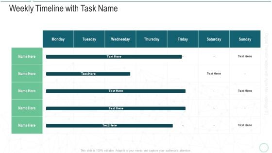 Online Transformation With Agile Software Methodology IT Weekly Timeline With Task Name Demonstration PDF