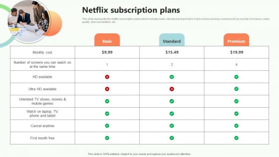 Online Video Content Provider Business Profile Netflix Subscription Plans Clipart PDF