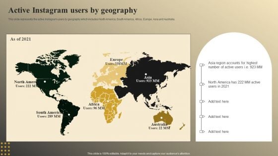 Online Video Model Company Profile Active Instagram Users By Geography Elements PDF