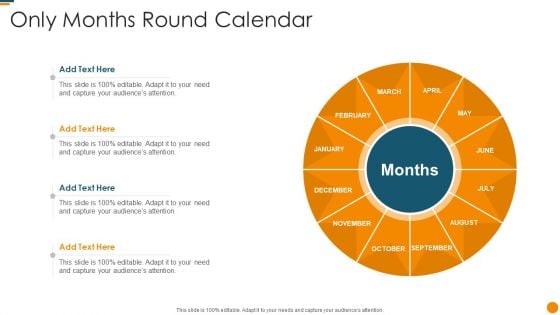 Only Months Round Calendar Template PDF