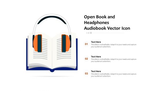 Open Book And Headphones Audiobook Vector Icon Ppt PowerPoint Presentation Portfolio Diagrams PDF