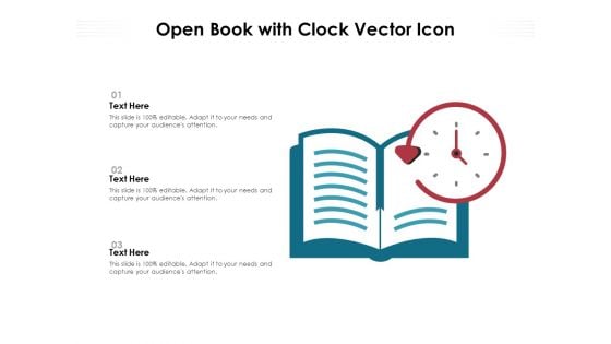 Open Book With Clock Vector Icon Ppt PowerPoint Presentation Summary Clipart Images PDF