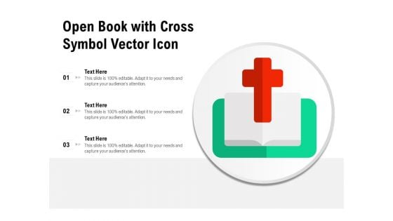 Open Book With Cross Symbol Vector Icon Ppt PowerPoint Presentation Gallery Examples PDF