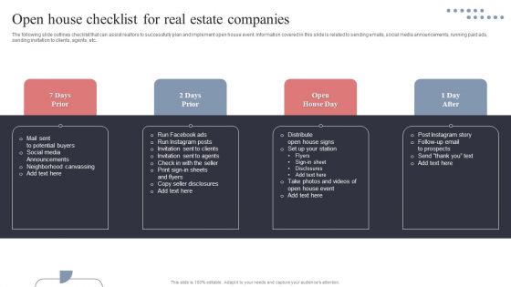 Open House Checklist For Real Estate Companies Template PDF