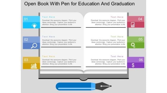 Open Text Books With Icons Powerpoint Template