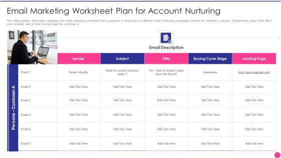 Operating B2B Sales Email Marketing Worksheet Plan For Account Nurturing Professional PDF