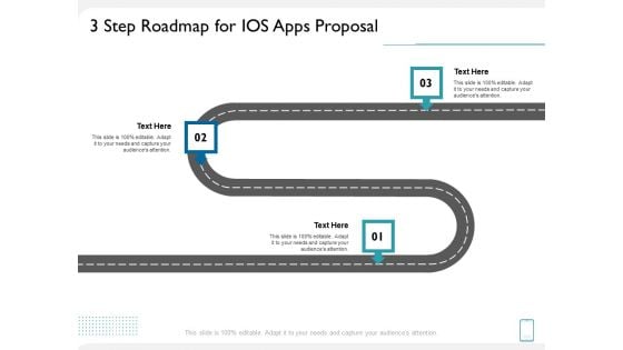 operating system application 3 step roadmap for ios apps proposal ppt show graphics example pdf