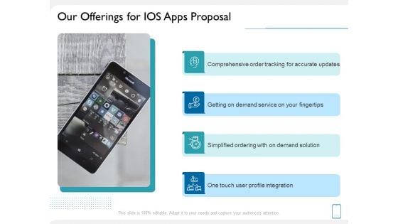 Operating System Application Our Offerings For IOS Apps Proposal Ppt Model Slide Portrait