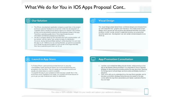 Operating System Application What We Do For You In IOS Apps Proposal Cont Ppt Gallery Example PDF