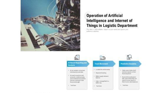 Operation Of Artificial Intelligence And Internet Of Things In Logistic Department Ppt PowerPoint Presentation Layouts Format Ideas PDF