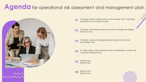 Operational Risk Assessment And Management Plan Agenda For Operational Risk Assessment And Management Plan Inspiration PDF