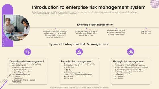 Operational Risk Assessment And Management Plan Introduction To Enterprise Risk Management System Introduction PDF