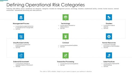 Operational Risk Management Structure In Financial Companies Defining Operational Risk Categories Formats PDF