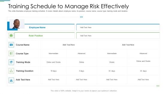 Operational Risk Management Structure In Financial Companies Training Schedule To Manage Risk Effectively Brochure PDF