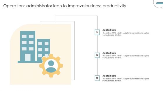 Operations Administrator Icon To Improve Business Productivity Mockup PDF