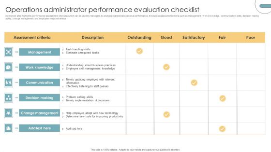 Operations Administrator Performance Evaluation Checklist Introduction PDF