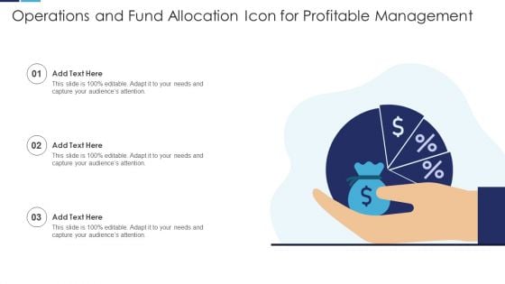 Operations And Fund Allocation Icon For Profitable Management Structure PDF