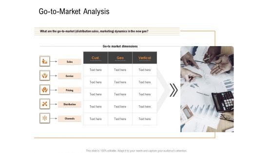 Opportunities And Threats For Penetrating In New Market Segments Go To Market Analysis Mockup PDF