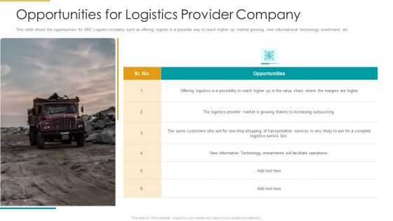 Opportunities For Logistics Provider Company Ideas PDF