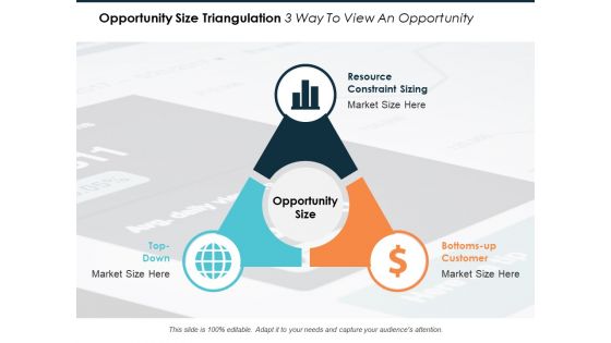 Opportunity Size Triangulation 3 Way To View An Opportunity Ppt PowerPoint Presentation Icon Background