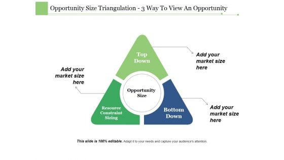 Opportunity Size Triangulation 3 Way To View An Opportunity Ppt PowerPoint Presentation Styles Portfolio