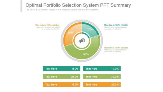 Optimal Portfolio Selection System Ppt Summary