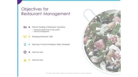 Optimization Restaurant Operations Objectives For Restaurant Management Background PDF