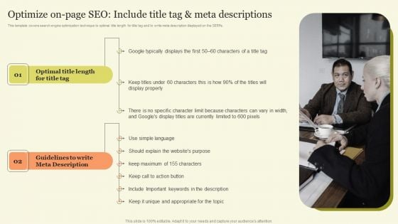 Optimize On Page Seo Include Title Tag And Meta Descriptions Demonstration PDF