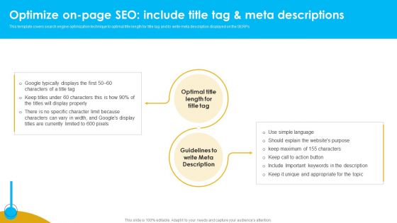 Optimize On Page Seo Include Title Tag And Meta Descriptions Mockup PDF