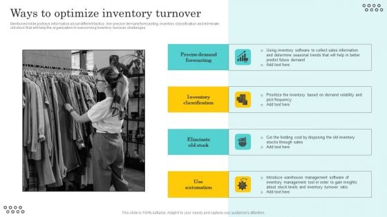 Optimizing And Managing Retail Ways To Optimize Inventory Turnover Slides PDF Optimizing And Managing Retail Ways To Optimize Inventory Turnover Slides PDF