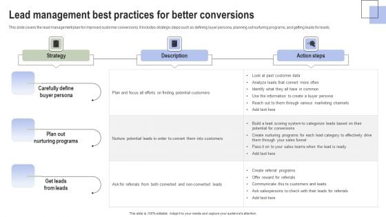 Optimizing Consumer Lead Nurturing Procedure Lead Management Best Practices For Better Conversions Elements PDF Optimizing Consumer Lead Nurturing Procedure Lead Management Best Practices For Better Conversions Elements PDF