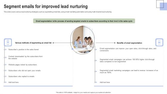 Optimizing Consumer Lead Nurturing Procedure Segment Emails For Improved Lead Nurturing Slides PDF