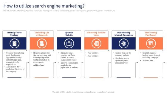 Optimizing Digital Channels To Enhance Marketing Strategy How To Utilize Search Engine Marketing Portrait PDF