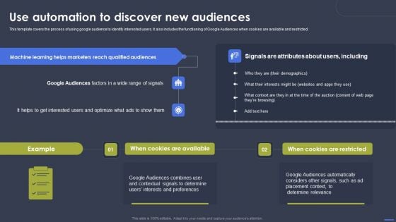 Optimizing Digital Marketing Strategy Use Automation To Discover New Audiences Designs PDF Optimizing Digital Marketing Strategy Use Automation To Discover New Audiences Designs PDF