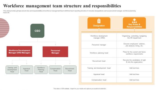 Optimizing Human Capital Alignment Workforce Management Team Structure And Responsibilities Professional PDF