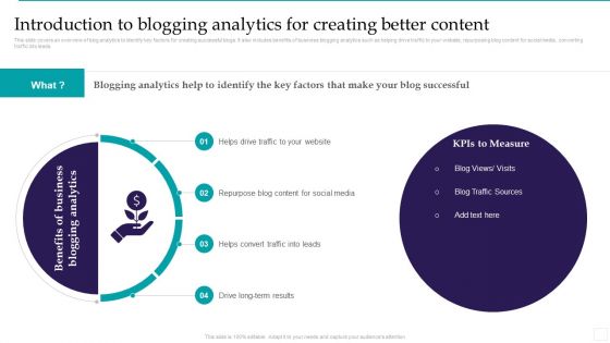Optimizing Marketing Analytics To Enhance Organizational Growth Introduction To Blogging Analytics Icons PDF