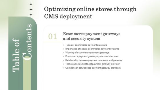 Optimizing Online Stores Through CMS Deployment Table Of Contents Professional PDF