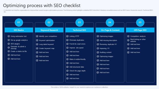 Optimizing Process With Seo Checklist B2B Electronic Commerce Startup Microsoft PDF