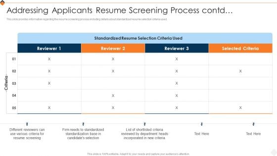 Optimizing Recruitment Process Addressing Applicants Resume Screening Process Contd Designs PDF