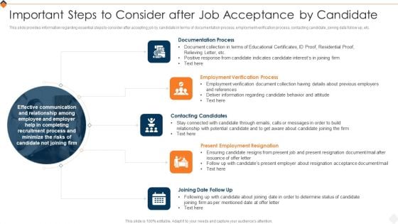 Optimizing Recruitment Process Important Steps To Consider After Job Acceptance By Candidate Themes PDF