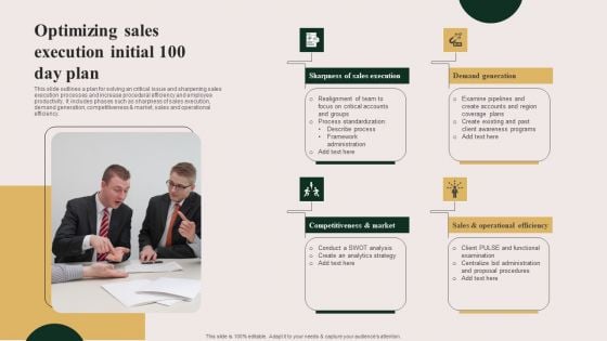 Optimizing Sales Execution Initial 100 Day Plan Topics PDF