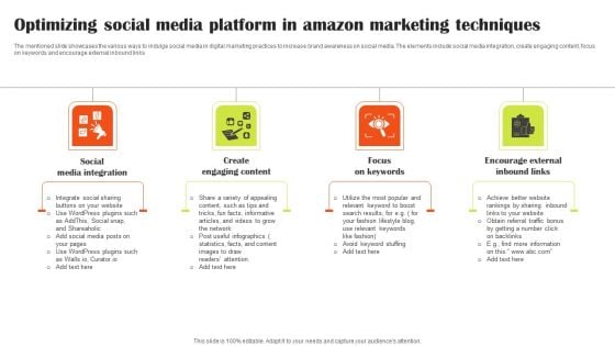 Optimizing Social Media Platform In Amazon Marketing Techniques Brochure PDF Optimizing Social Media Platform In Amazon Marketing Techniques Brochure PDF
