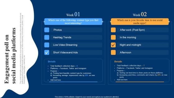 Optimizing Social Networks Engagement Poll On Social Media Platforms Infographics PDF