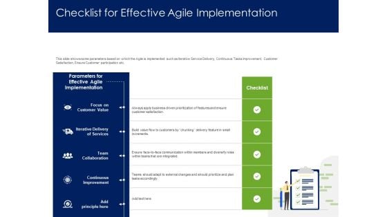 Optimizing Tasks Team Collaboration Agile Operations Checklist For Effective Agile Implementation Demonstration PDF