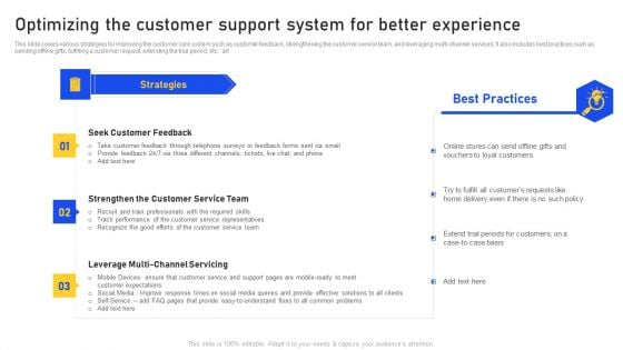 Optimizing The Customer Support System For Better Experience Formats PDF