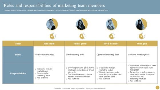 Optimizing Traditional Media To Boost Sales Roles And Responsibilities Of Marketing Team Members Introduction PDF