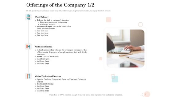 Option Pool Funding Pitch Deck Offerings Of The Company Delivery Ppt Model Graphics Tutorials PDF