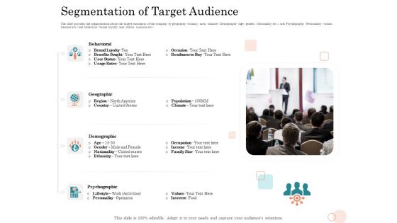 Option Pool Funding Pitch Deck Segmentation Of Target Audience Ppt Gallery Slide Portrait PDF