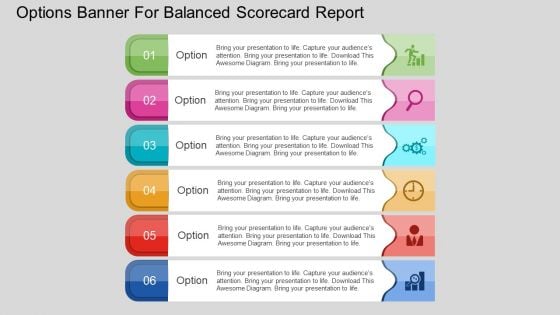 Options Banner For Balanced Scorecard Report Powerpoint Template